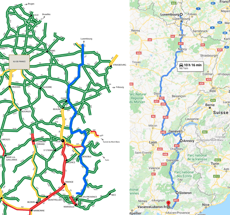 parcours depuis le nord de la France en passant par Grenoble