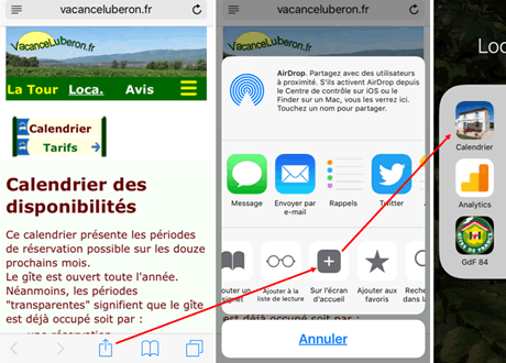 raccourci de la page du calendrier sur un iPhone